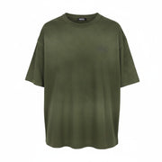 DIESEL T-Wash-Out Men T-Shirt 2XL Green Faded Tricot Oversized Short Sleeved