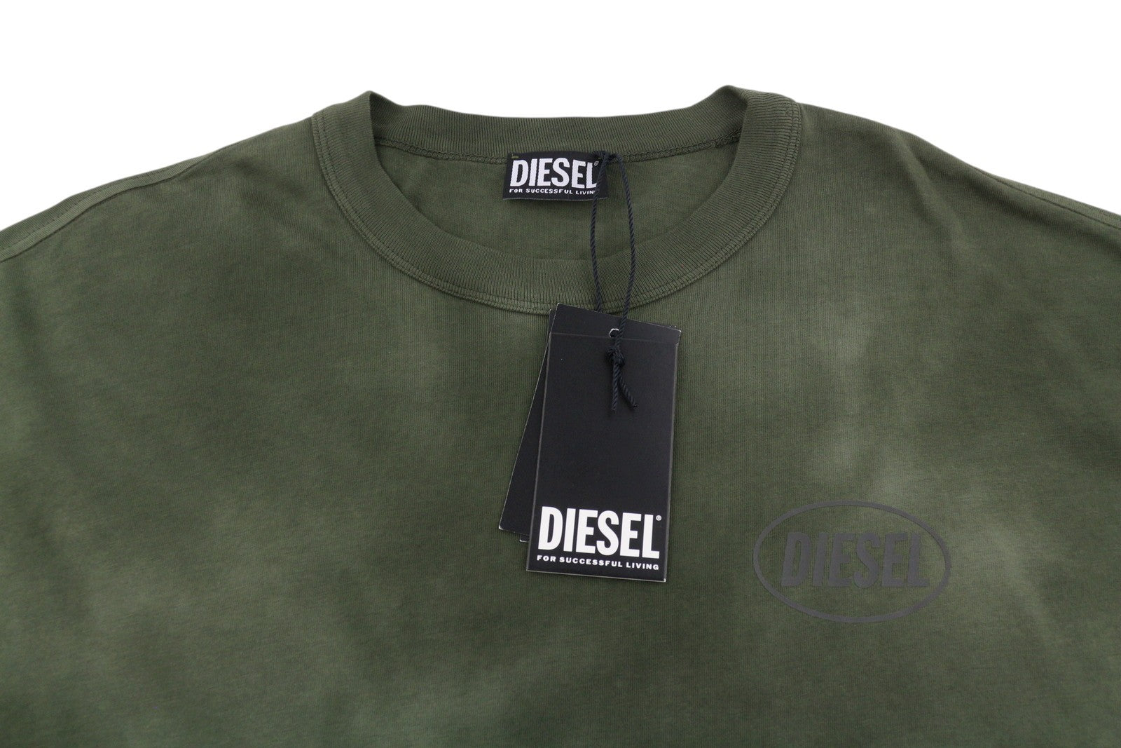 DIESEL T-Wash-Out Men T-Shirt 3XL Green Faded Tricot Oversized Short Sleeve