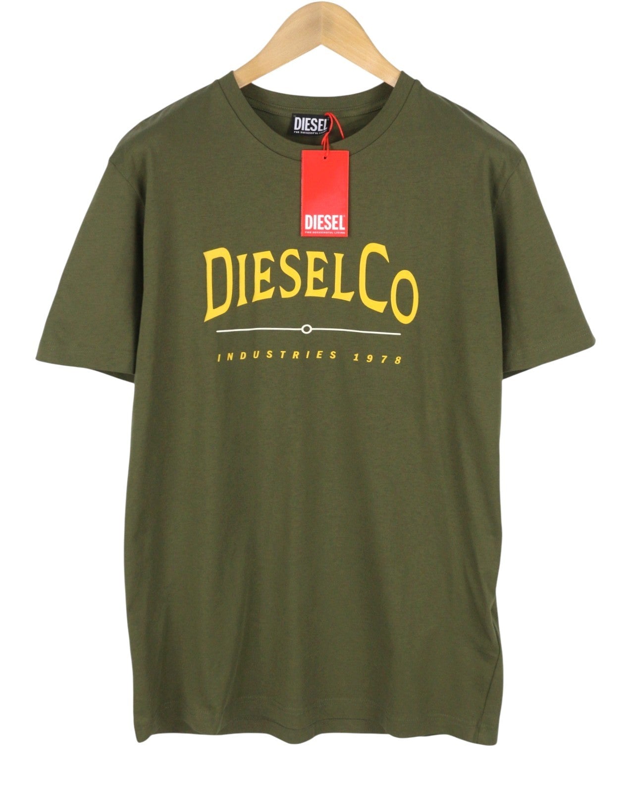 DIESEL T-Diego-Boss Men T-Shirt XL Green Tricot Crew Neck Short Sleeved