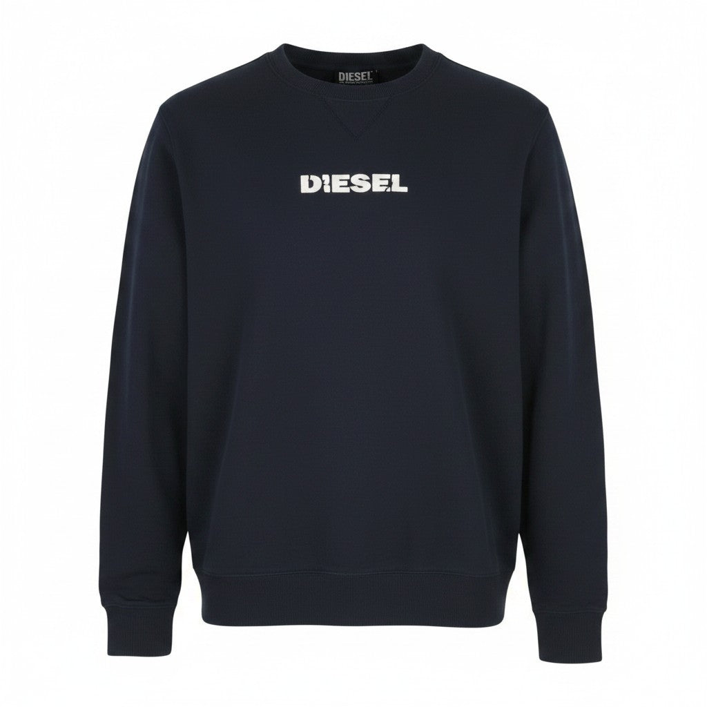 DIESEL S-Gir 250238 Off Men Sweatshirt 2XL Blue Crew Neck Long Sleeve Pull On