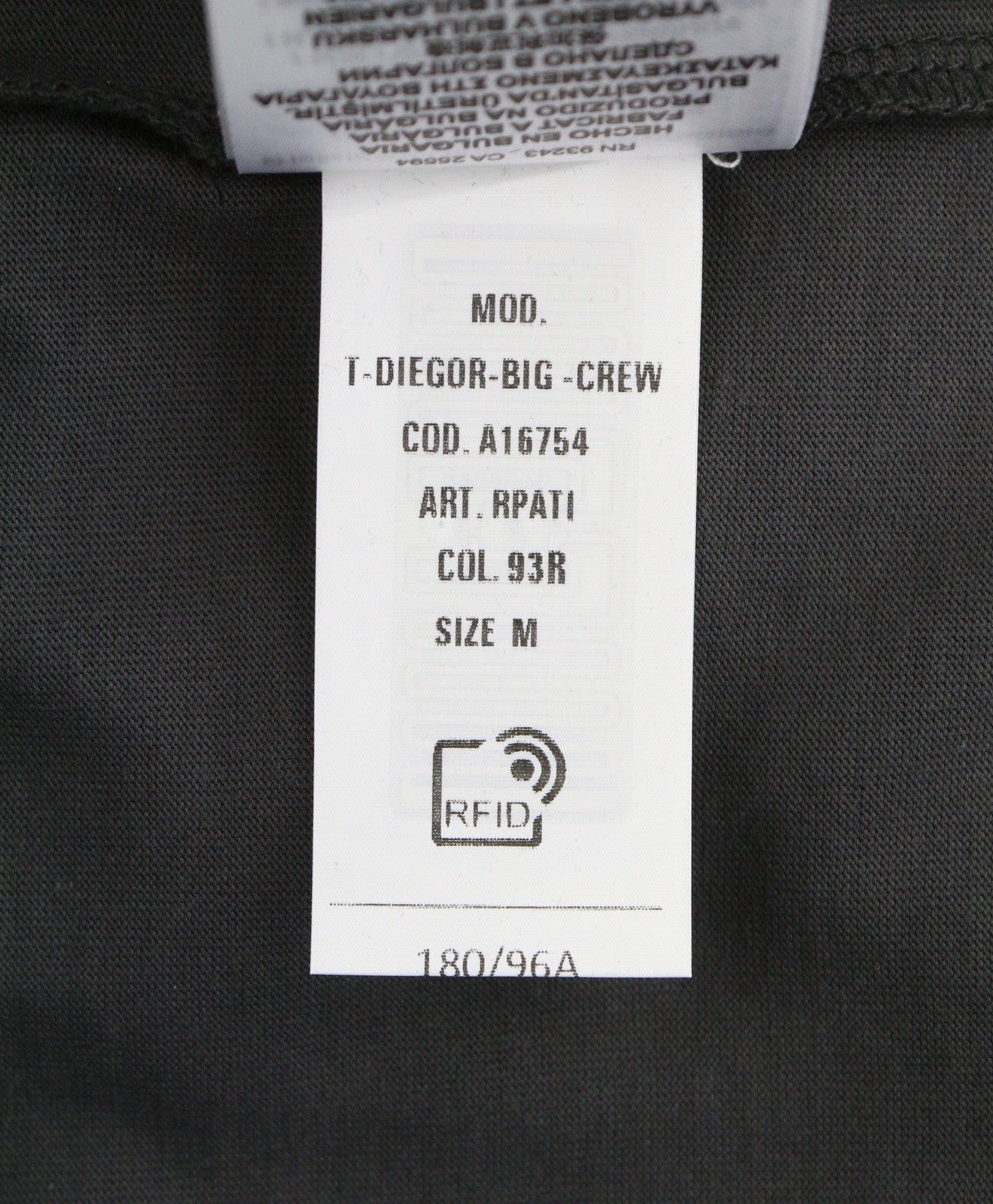 DIESEL T-Diegor-Big-Crew Men T-Shirt M Grey Fluffy Logo Crew Neck Short Sleeve