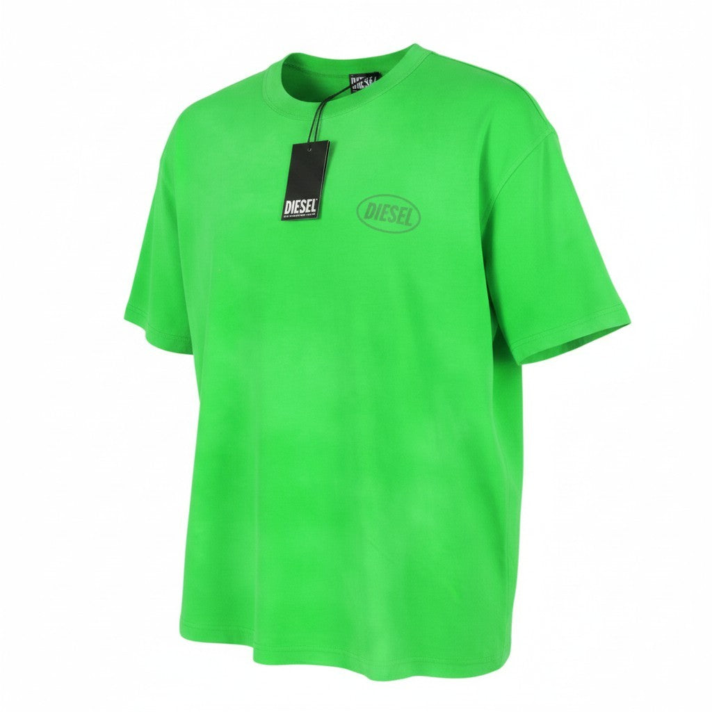DIESEL T-Wash-Out Men T-Shirt 2XL Green Faded Oversized Crew Neck Short Sleeve