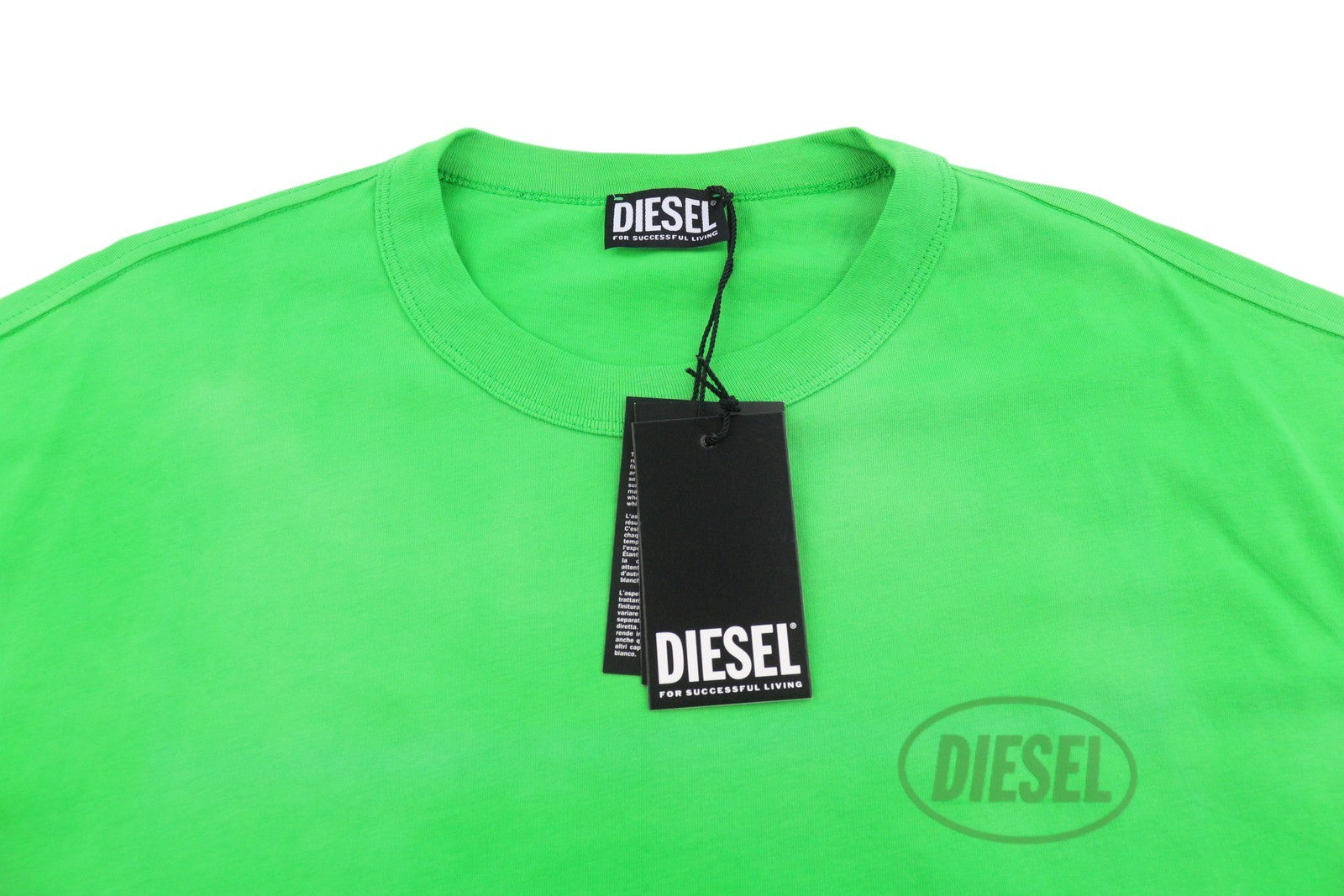 DIESEL T-Wash-Out Men T-Shirt L Green Faded Oversized Crew Neck Short Sleeve
