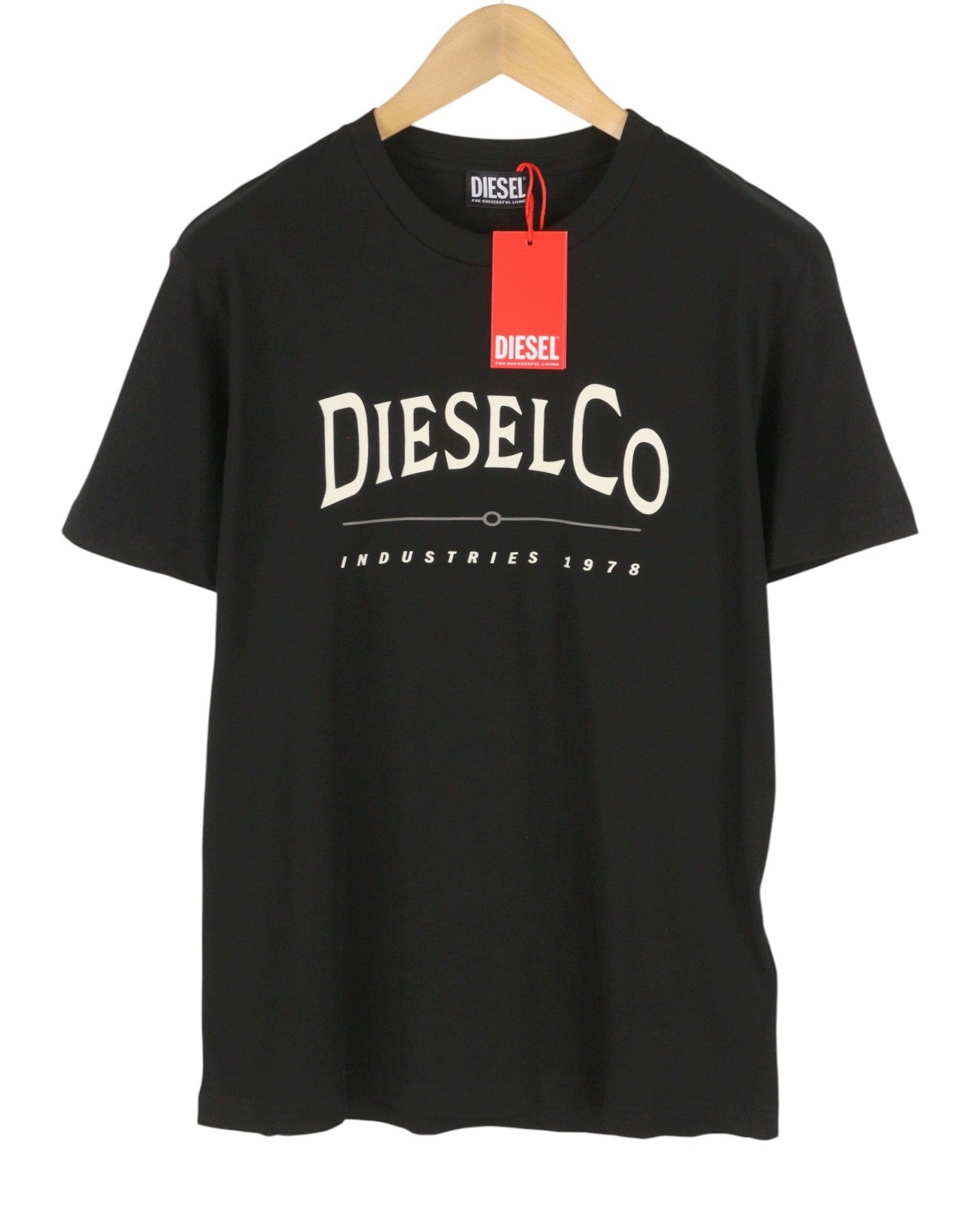 DIESEL T-Diego-Boss Men T-Shirt L Black Tricot Crew Neck Short Sleeved