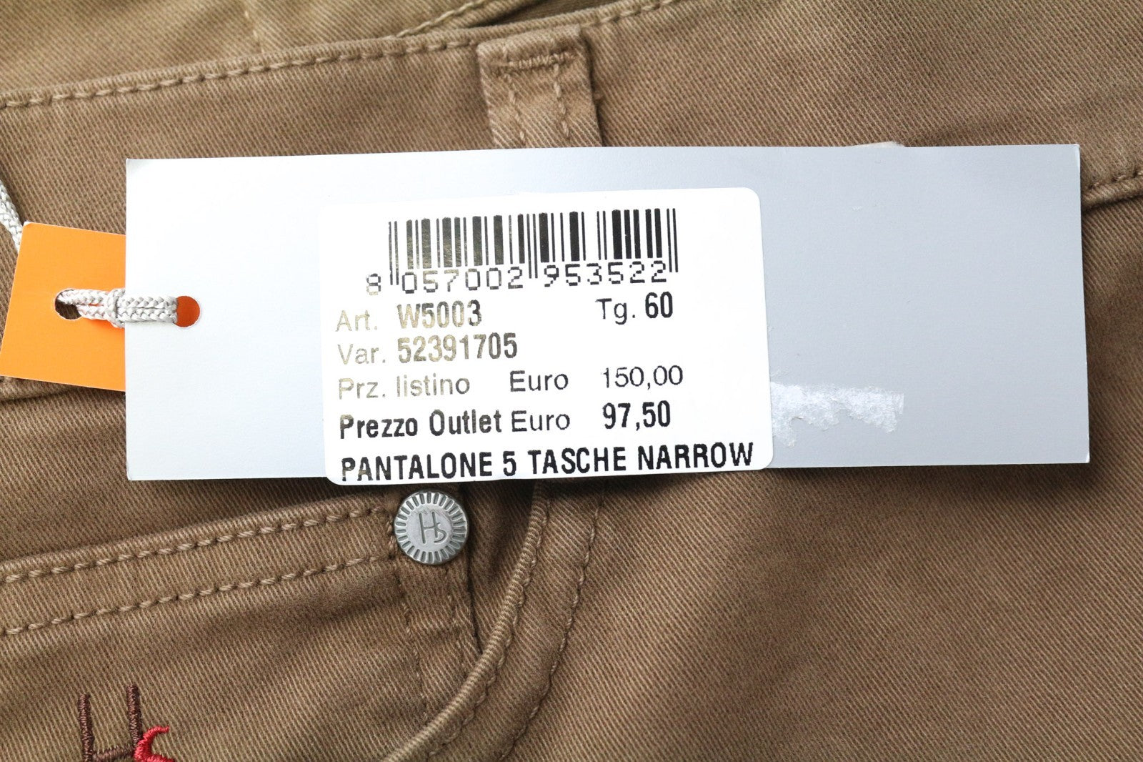 HARMONT &amp; BLAINE vyriškos kelnės 60 rudos, plonos, tamprios, siauro kirpimo medvilninės kelnės 