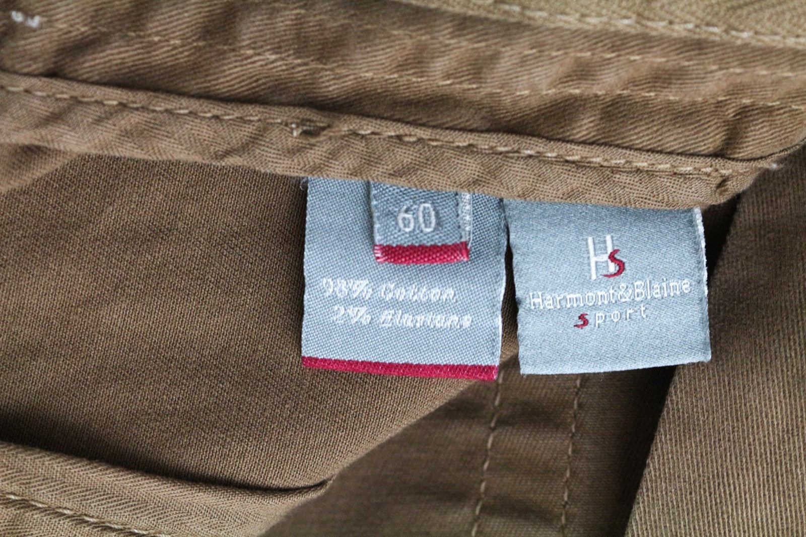 HARMONT &amp; BLAINE vyriškos kelnės 60 rudos, plonos, tamprios, siauro kirpimo medvilninės kelnės 