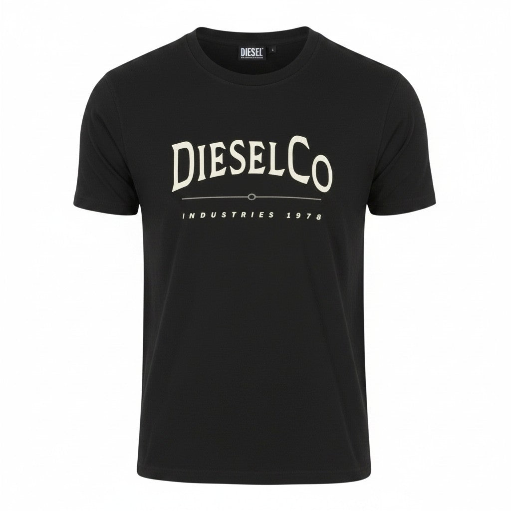 DIESEL T-Diego-Boss Men T-Shirt XL Black Tricot Crew Neck Short Sleeved