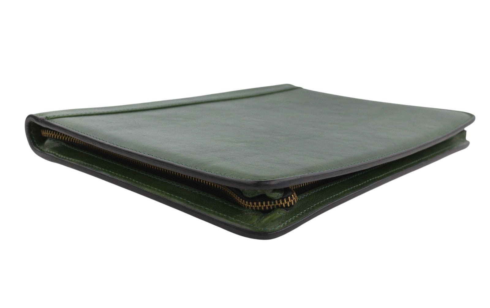 TIME RESISTANCE Candide Men A4 Documents Folder Organizer Green Leather RRP160