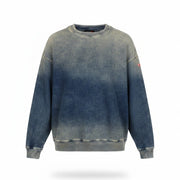 DIESEL D-Krib-Ne Men Sweatshirt XL Blue Faded Aged Look Distress RRP350