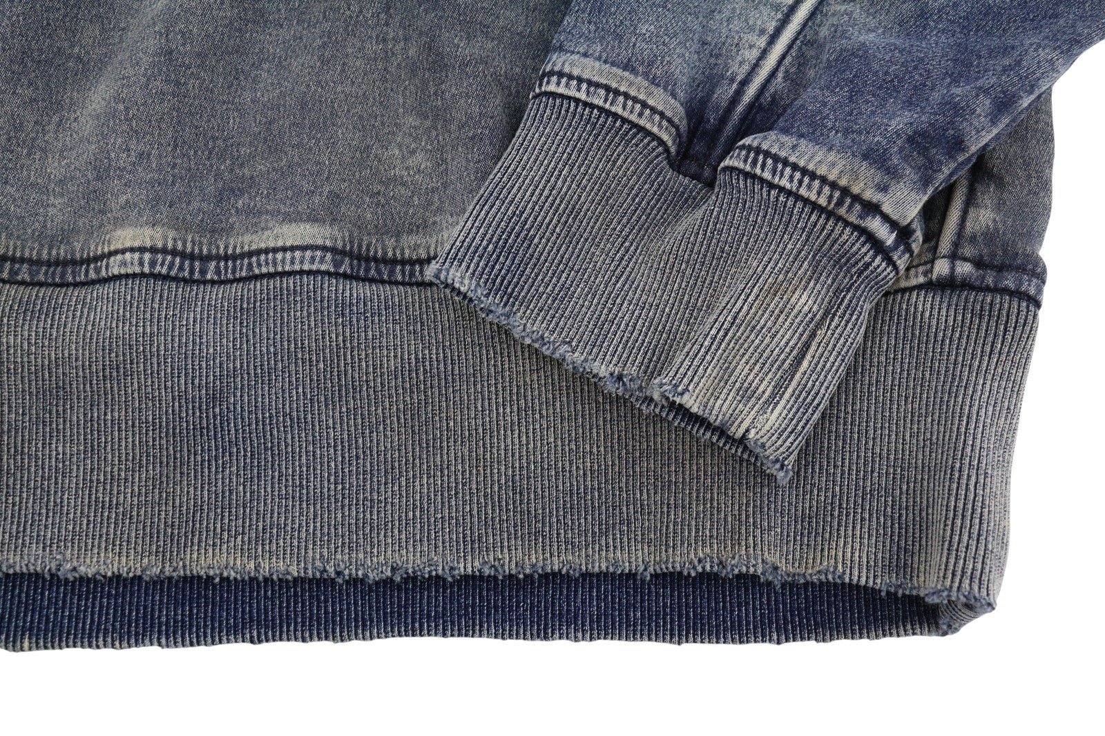 DIESEL D-Krib-Ne Men Sweatshirt XL Blue Faded Aged Look Distress RRP350