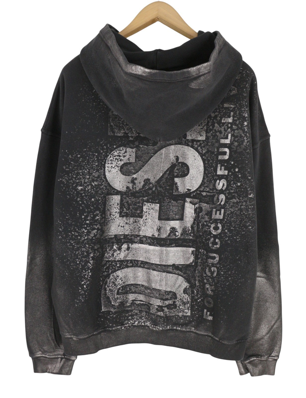 DIESEL S-Boxt-Hood-Q6 Men Hoodie XL Black Metallic Shiny Relaxed Fit RRP395