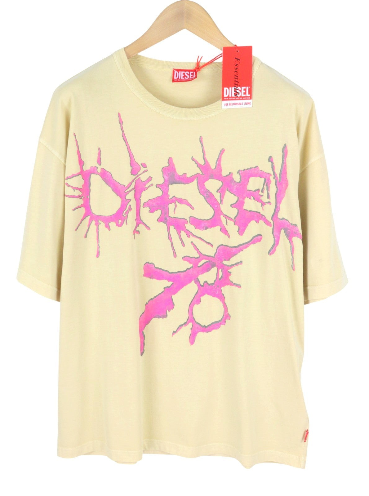 DIESEL T-Boxt-R28 Men T-Shirt L Colourful Graphics Print Short Sleeve