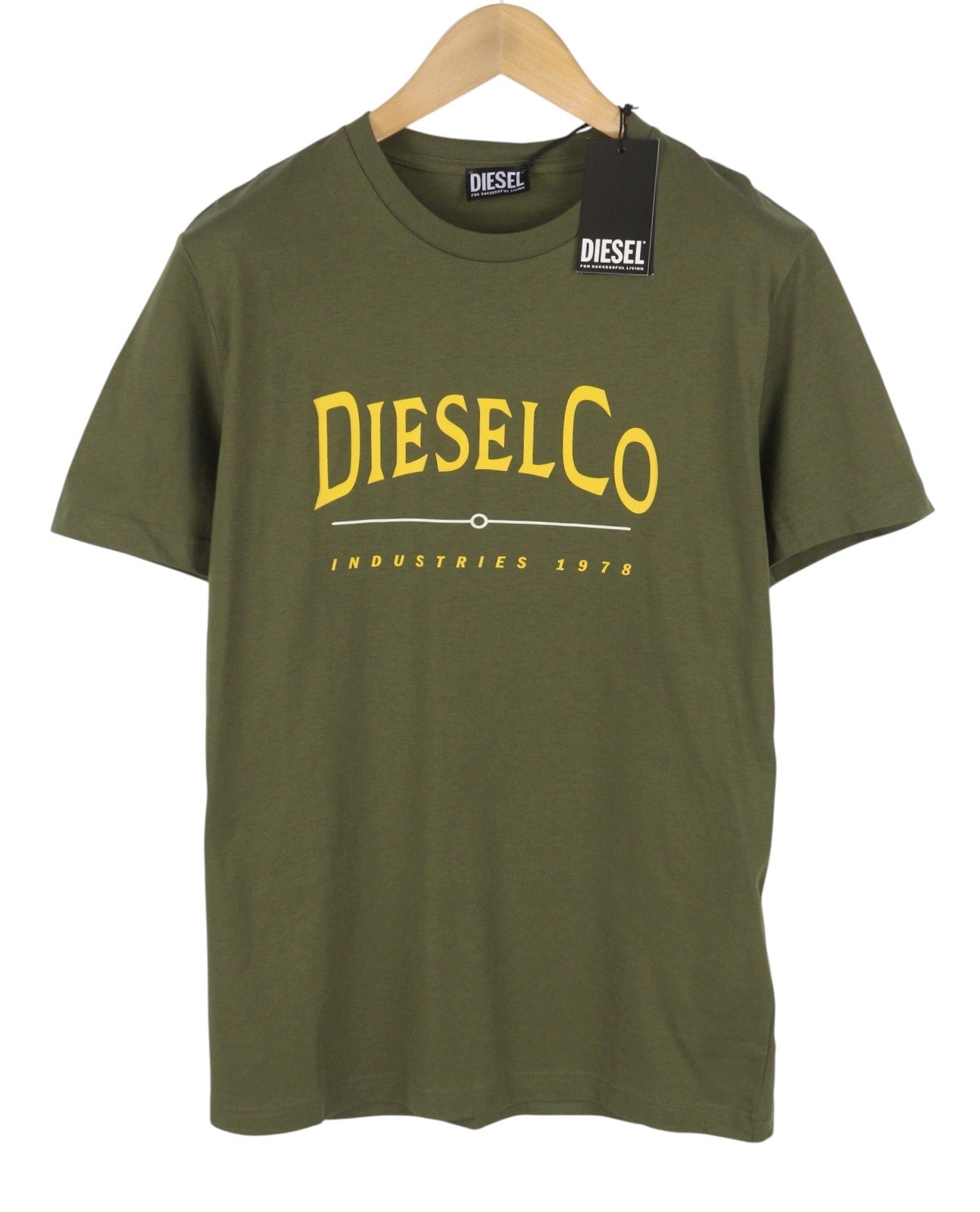 DIESEL T-Diego-Boss Men T-Shirt L Green Tricot Crew Neck Short Sleeve