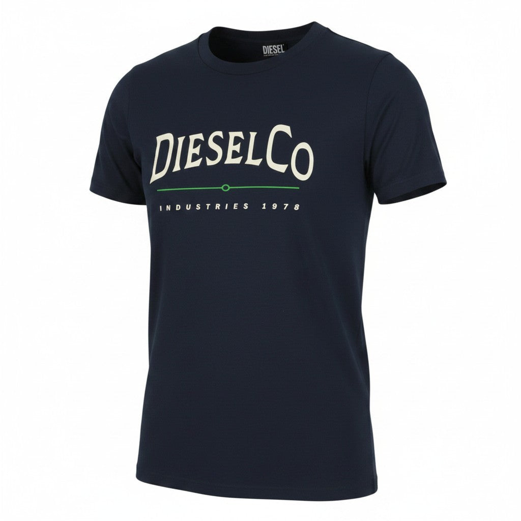 DIESEL T-Diego-Boss Men T-Shirt 2XL Blue Tricot Crew Collar Short Sleeved