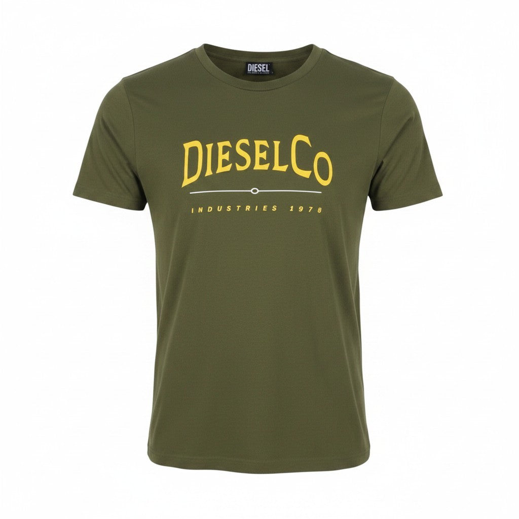 DIESEL T-Diego-Boss Men T-Shirt L Green Tricot Crew Neck Short Sleeved