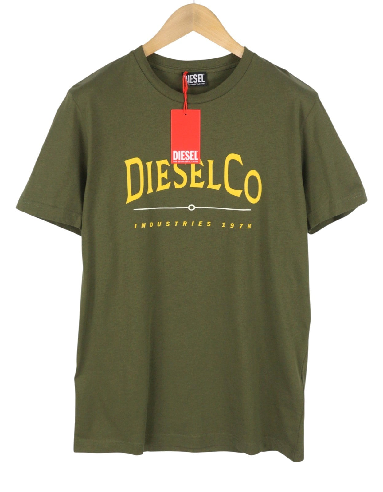 DIESEL T-Diego-Boss Men T-Shirt L Green Tricot Crew Neck Short Sleeved