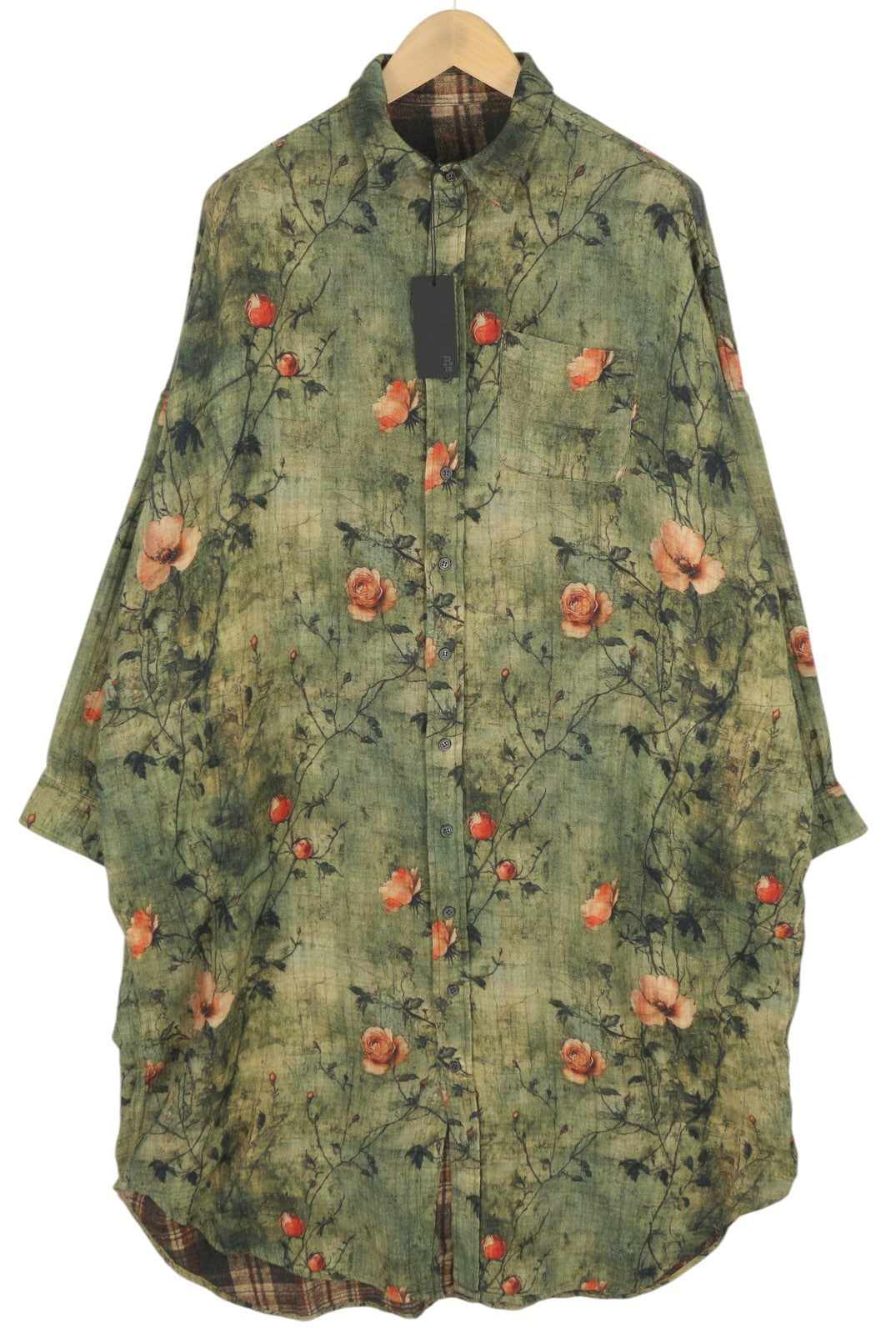 R13 Reversible Jumbo Shirtdress Women Dress M/L Pattern Oversized PF25 RRP899