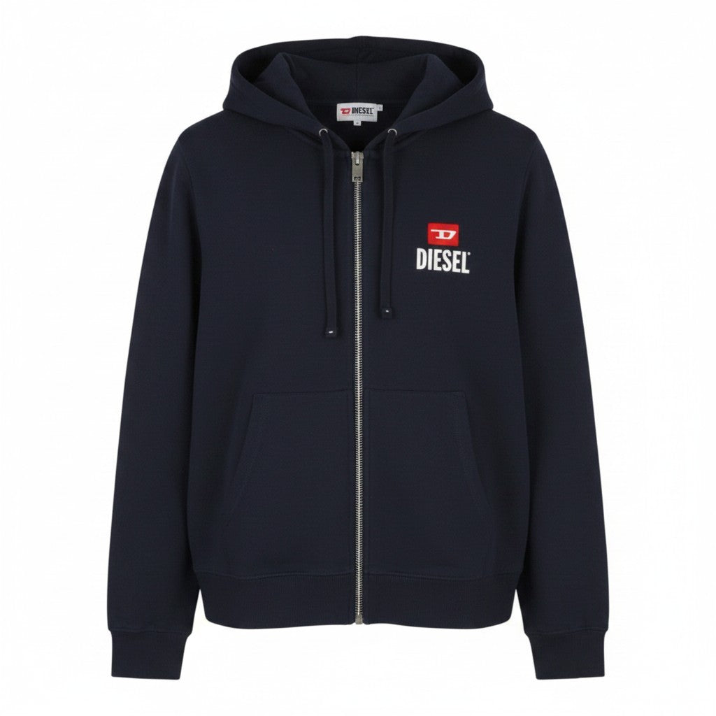 DIESEL S-Ginn-Hood-Zip 250208 OFF Men Hoodie L Dark Blue Full Zip RRP175