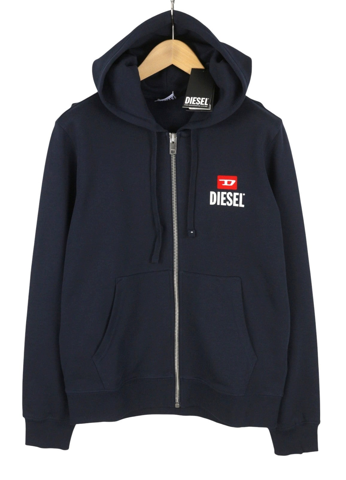 DIESEL S-Ginn-Hood-Zip 250208 OFF Men Hoodie L Dark Blue Full Zip RRP175