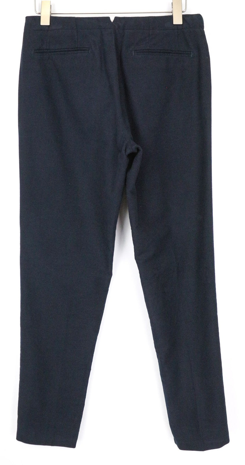 SUITSUPPLY Jort Porto vyriškos klostuotos kelnės, UK30R, tamsiai mėlynos, klasikinės, grynos medvilnės 