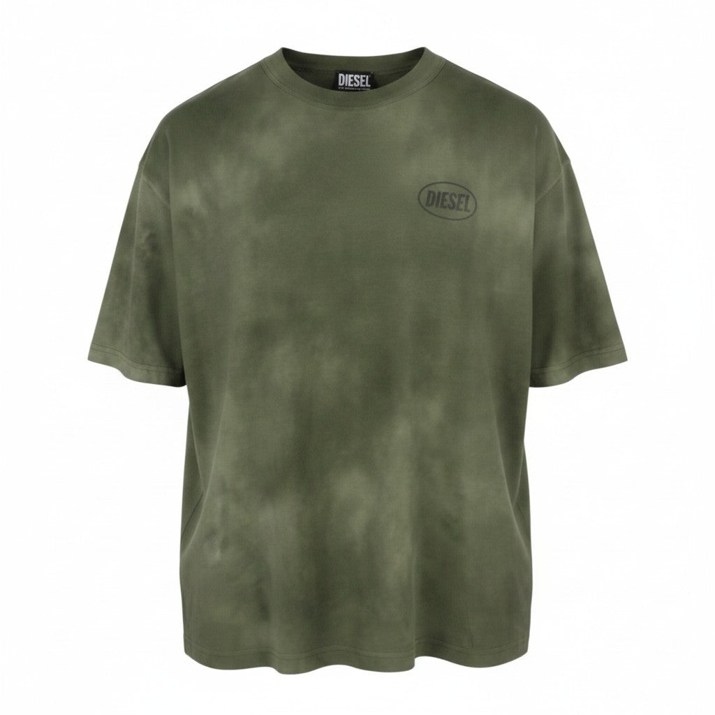 DIESEL T-Wash-Out Men T-Shirt M Green Faded Tricot Oversized Short Sleeve