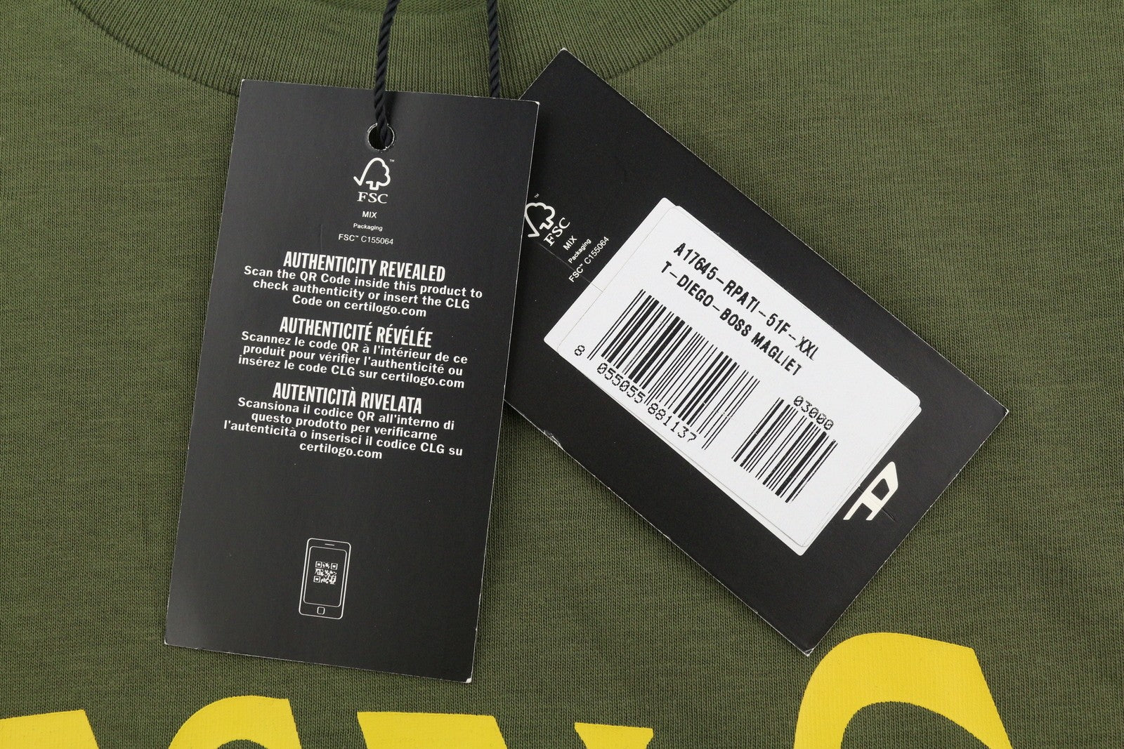 DIESEL T-Diego-Boss Men T-Shirt 2XL Green Tricot Crew Neck Short Sleeved