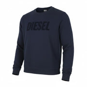 DIESEL Indigo-Out Men Sweatshirt M Blue Crew Neck Fluffy Logo Pull On RRP175