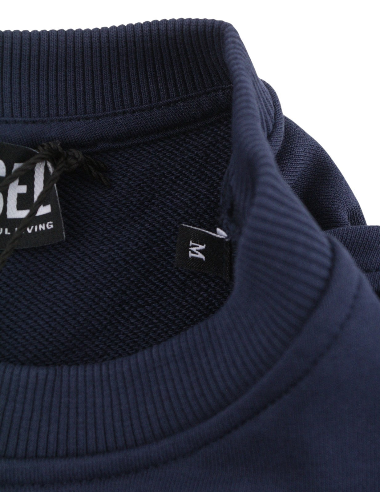 DIESEL Indigo-Out Men Sweatshirt M Blue Crew Neck Fluffy Logo Pull On RRP175