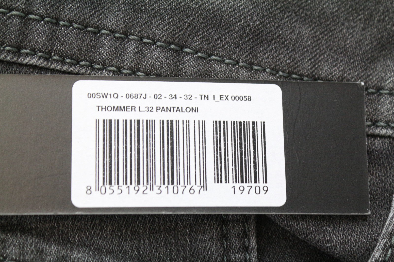 DIESEL Thommer 0687J vyriški ploni aptempti džinsai W34/L32 pilki skalbto tampraus džinso audiniai 