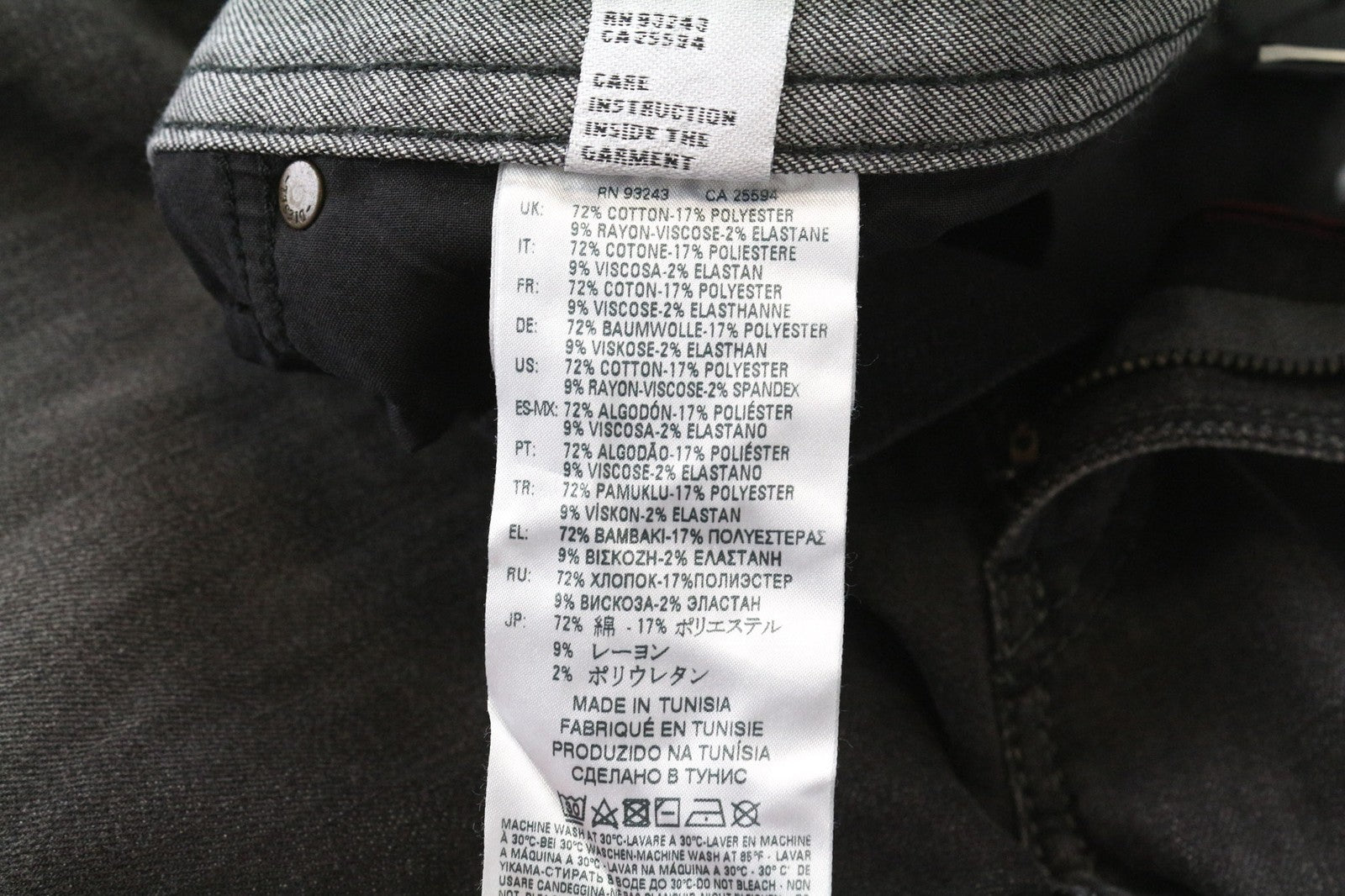 DIESEL Thommer 0687J vyriški ploni aptempti džinsai W34/L32 pilki skalbto tampraus džinso audiniai 