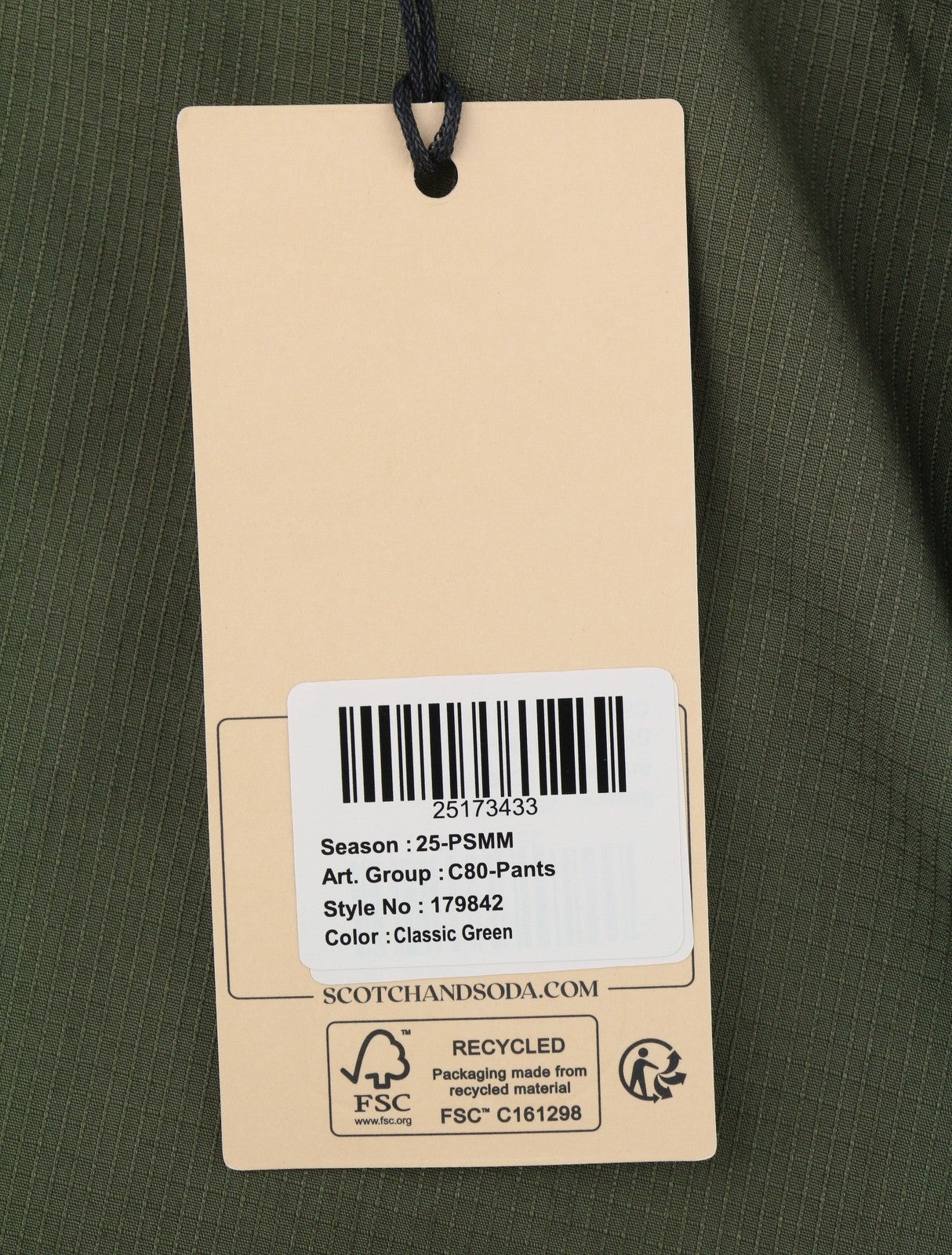 SCOTCH & SODA Men Trousers W31 Green Elastic Waist Zip Hems