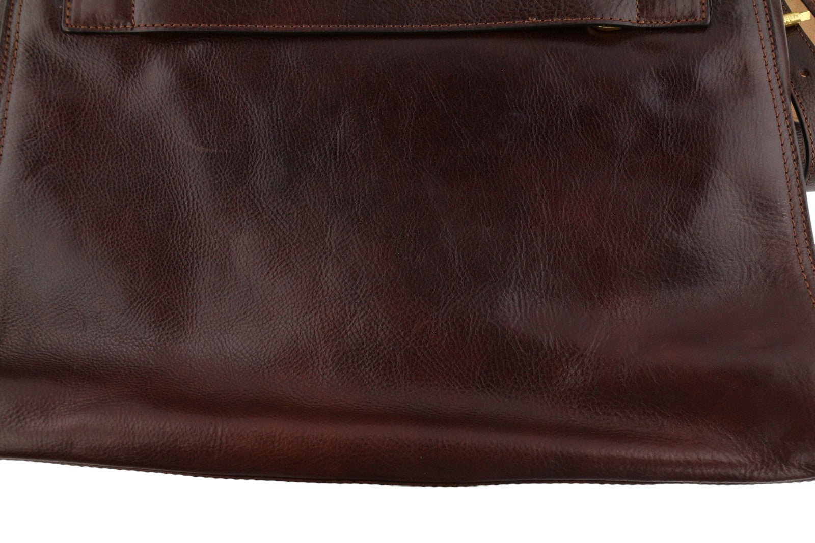 TIME RESISTANCE Men Bag OS Brown Vachetta Leather Briefcase Side Zip RRP350