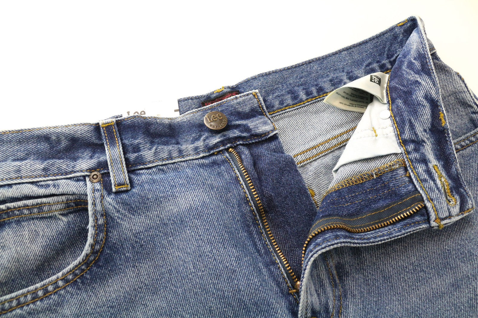 LEE Men Jeans W31/L32 Blue Loose Straight Fit Non-Stretch Distressed Zipped