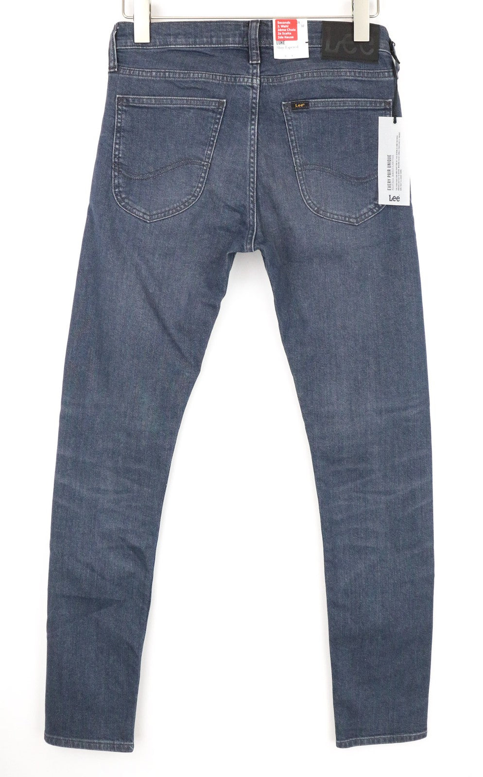 LEE Luke Men Jeans W28/L32 Dark Blue Slim Tapered Fit Stretch Zip-Fly Faded