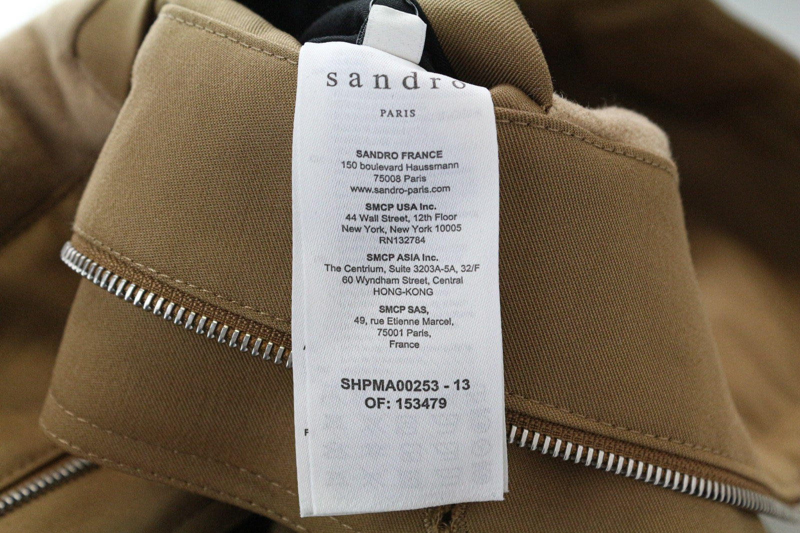 SANDRO Men Jacket XS Camel Brown Parka Hooded Classic Buttoned Lined Deck Cotton