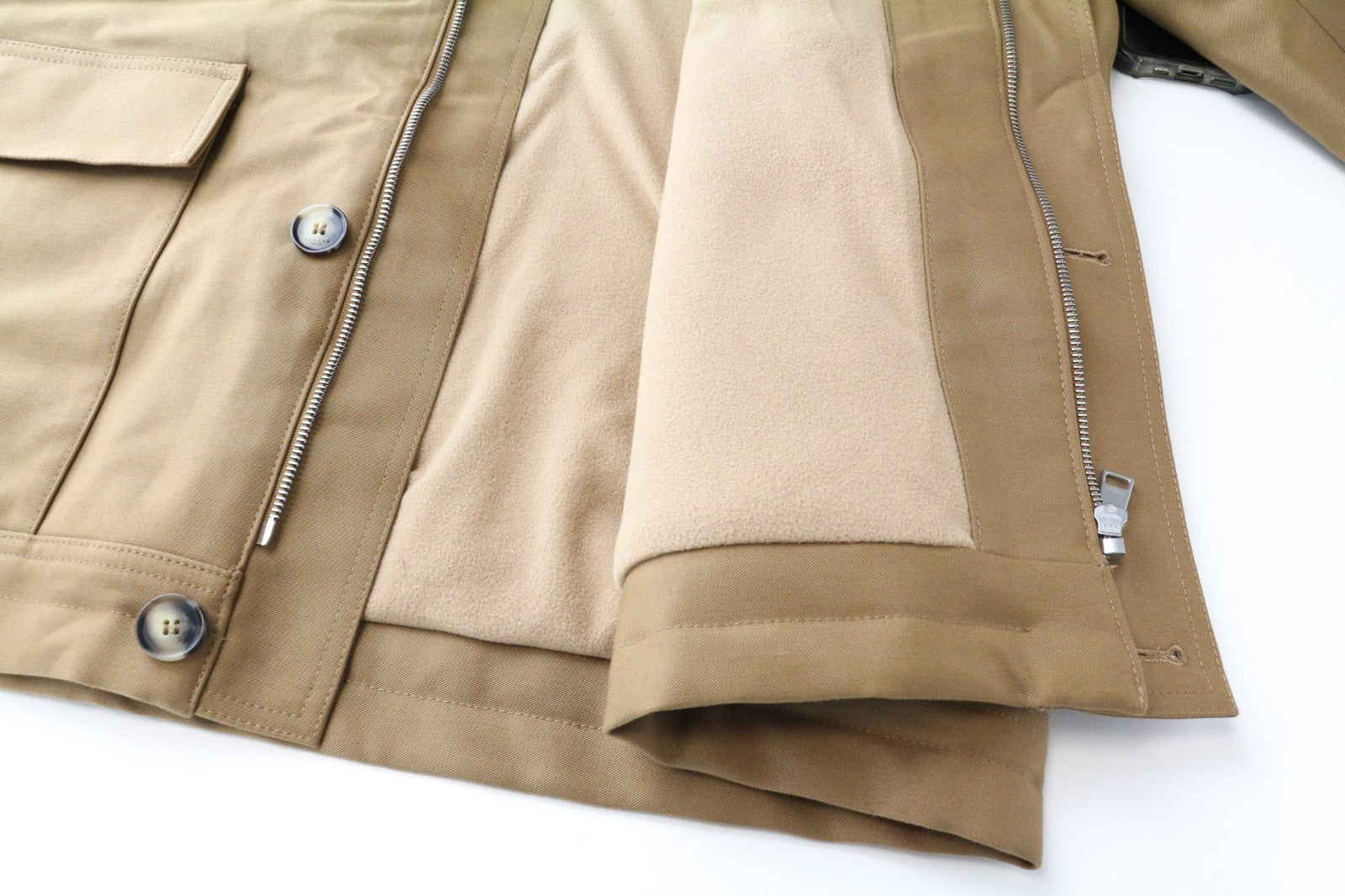 SANDRO Men Jacket 2XL Light Brown Parka Hood Classic Zip-Fly Lined Pure Cotton