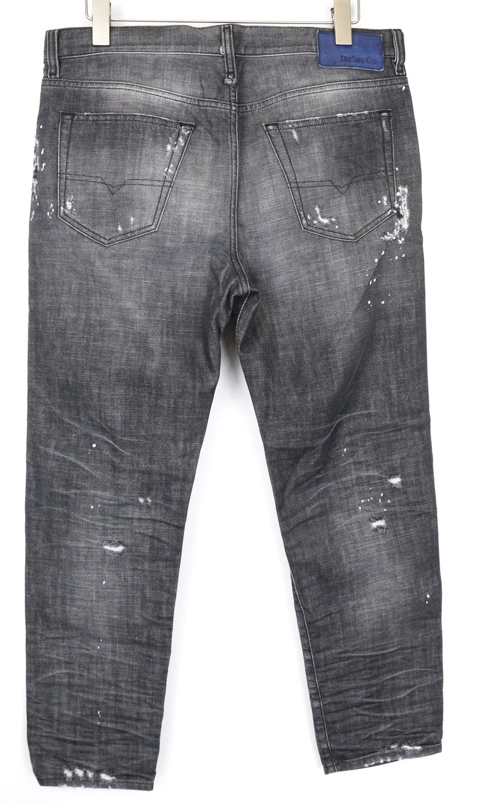 DIESEL Mharky 083AB Men's Grey Slim Skinny Jeans W34 Painted Distressed Wash