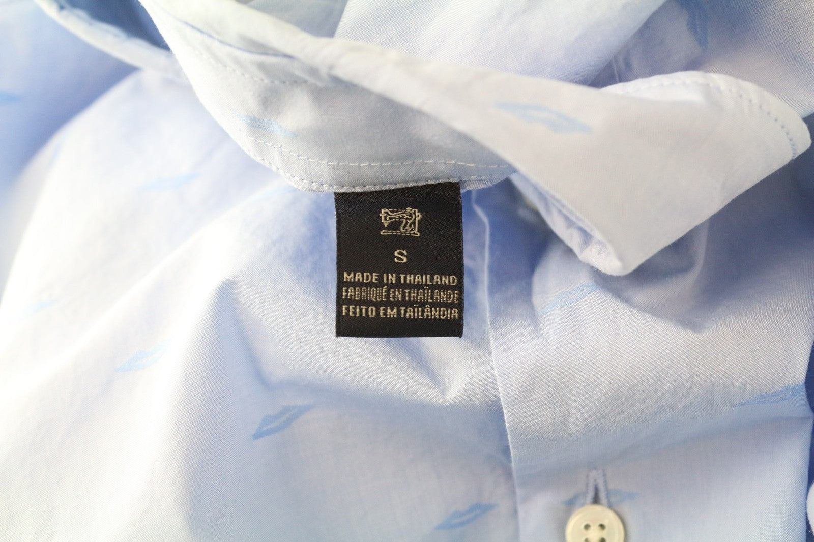 SCOTCH & SODA Ams Couture Men Shirt S Slim Cotton Blue Patterned Long Sleeve