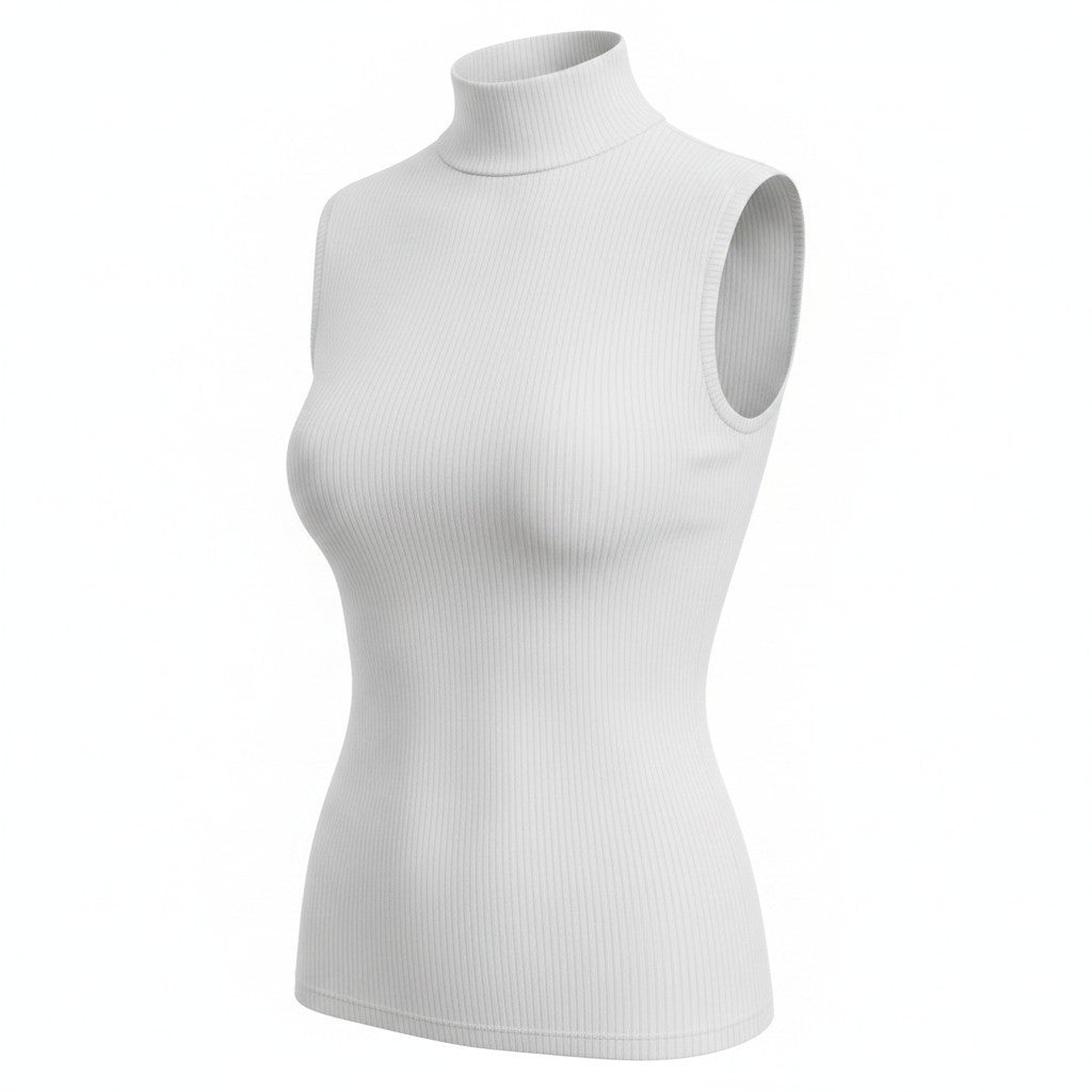 SUISTUDIO Blanca Women T-Shirt XS White Sleeveless Ribbed Round Neck Pull On