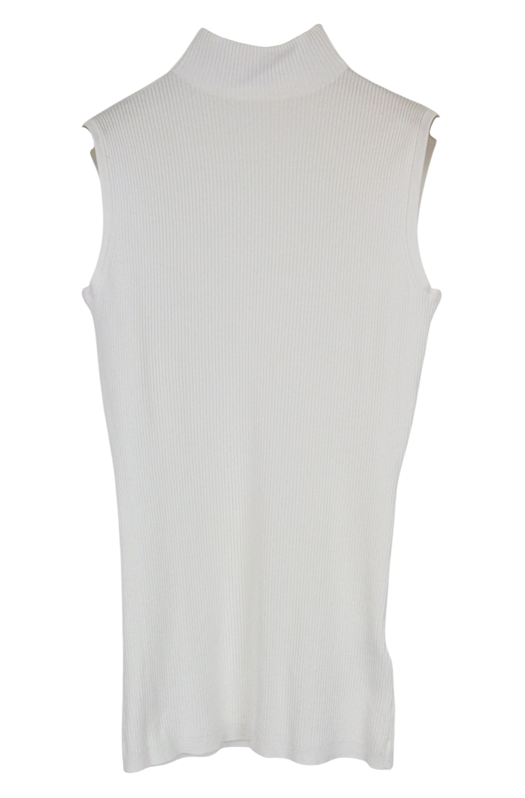SUISTUDIO Blanca Women T-Shirt XS White Sleeveless Ribbed Round Neck Pull On
