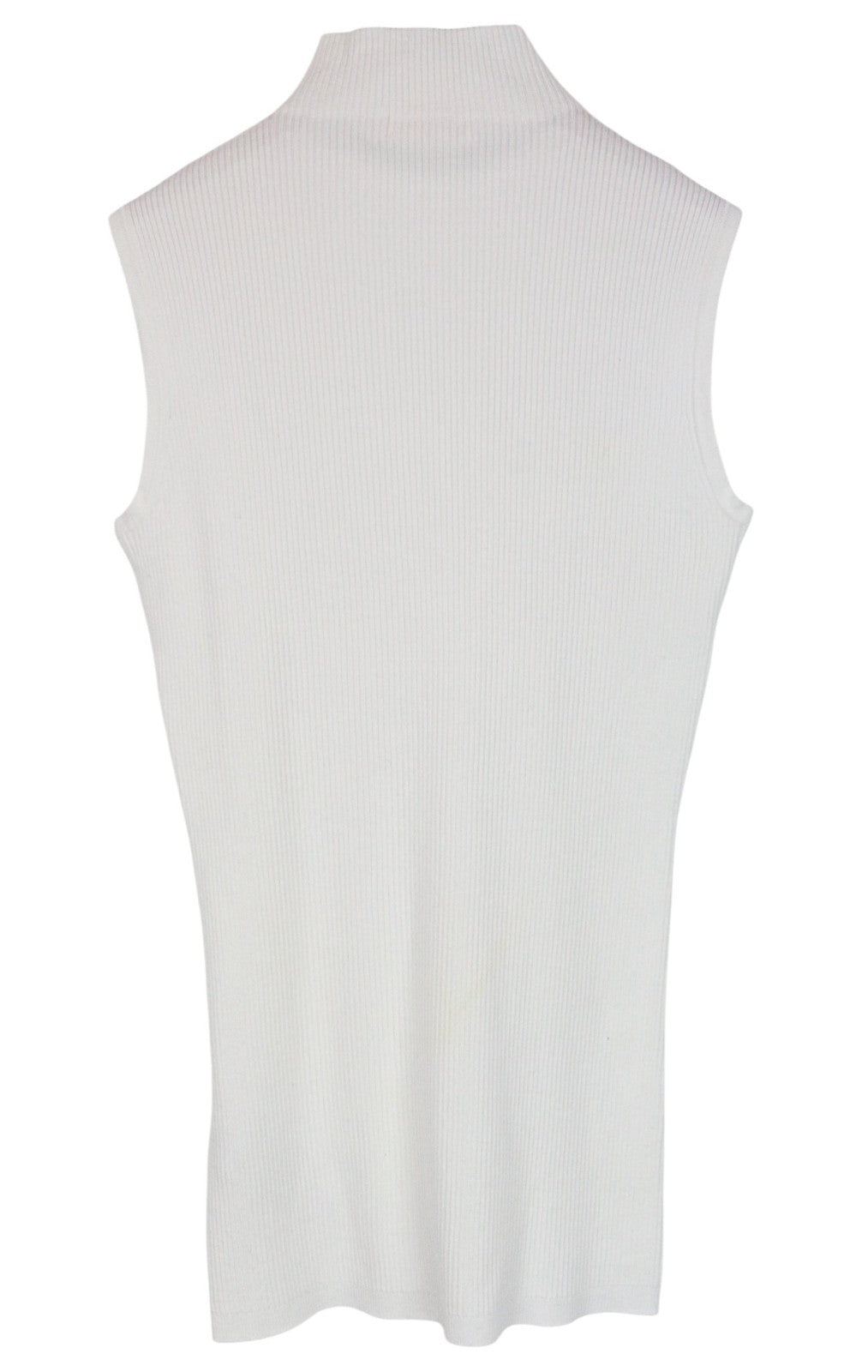 SUISTUDIO Blanca Women T-Shirt XS White Sleeveless Ribbed Round Neck Pull On