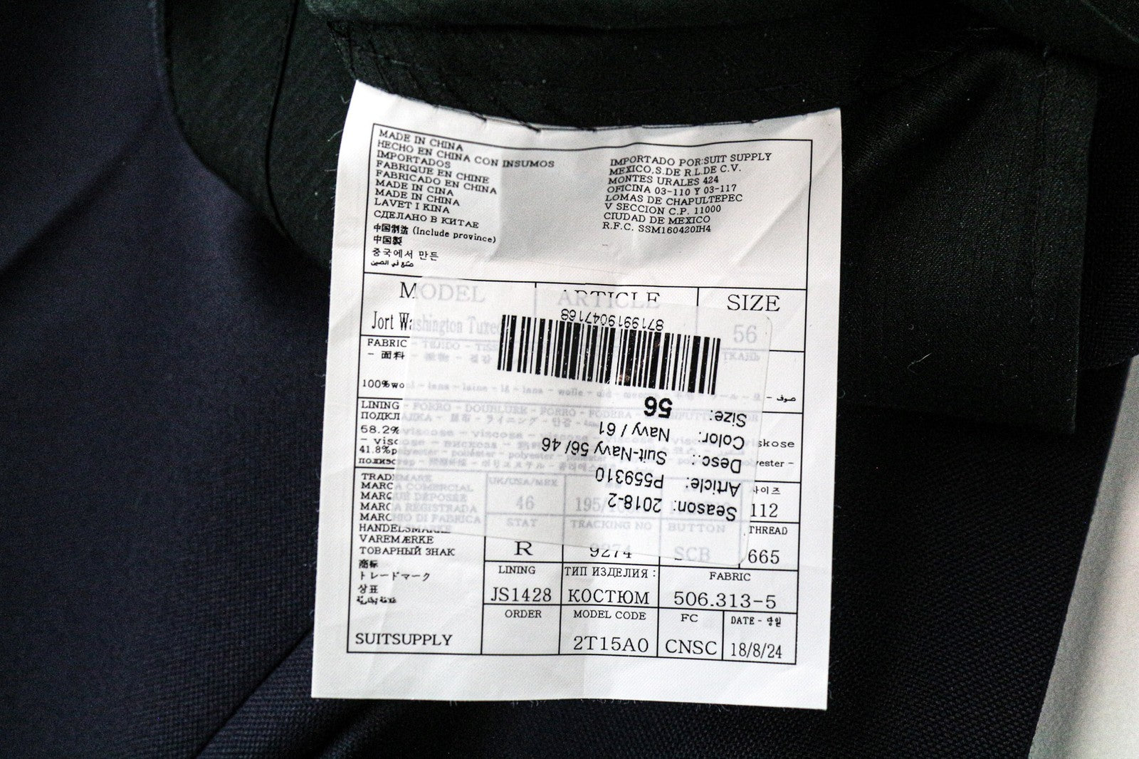 SUITSUPPLY Jort Washington Tux vyriškos kelnės UK46R tamsiai mėlynos grynos vilnos klostuotos kelnės 