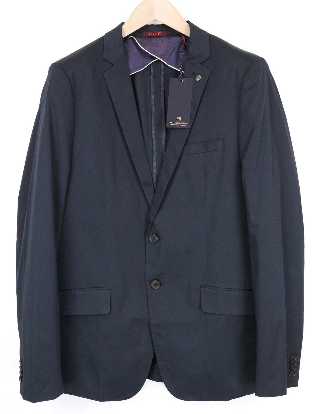 SCOTCH & SODA Ams Couture Men Blazer XL Navy Blue Cotton Stretch Single-Breasted