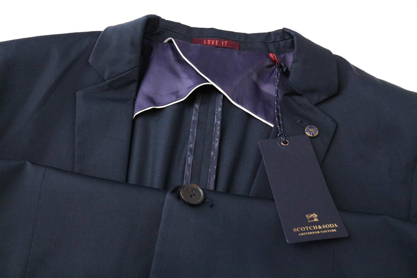 SCOTCH & SODA Ams Couture Men Blazer XL Navy Blue Cotton Stretch Single-Breasted