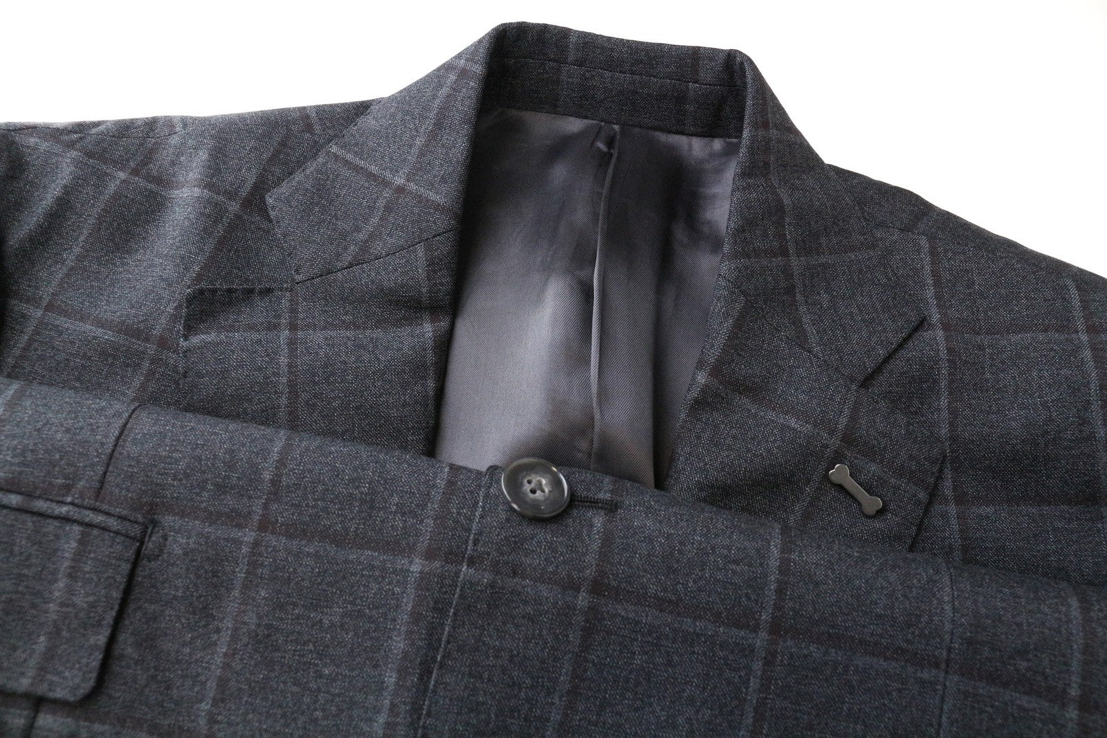 „SUITSUPPLY Lazio“ vyriškas švarkas, pilkas, grynos vilnos, languotas, vieneilis, 42 dydžio 