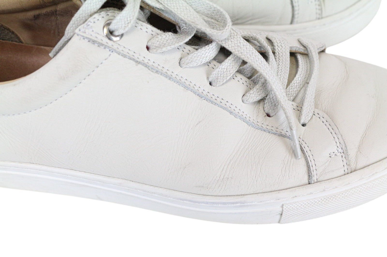 SUITSUPPLY Men Trainers EU41 Beige Greyish Leather Low-Top Casual Sneakers