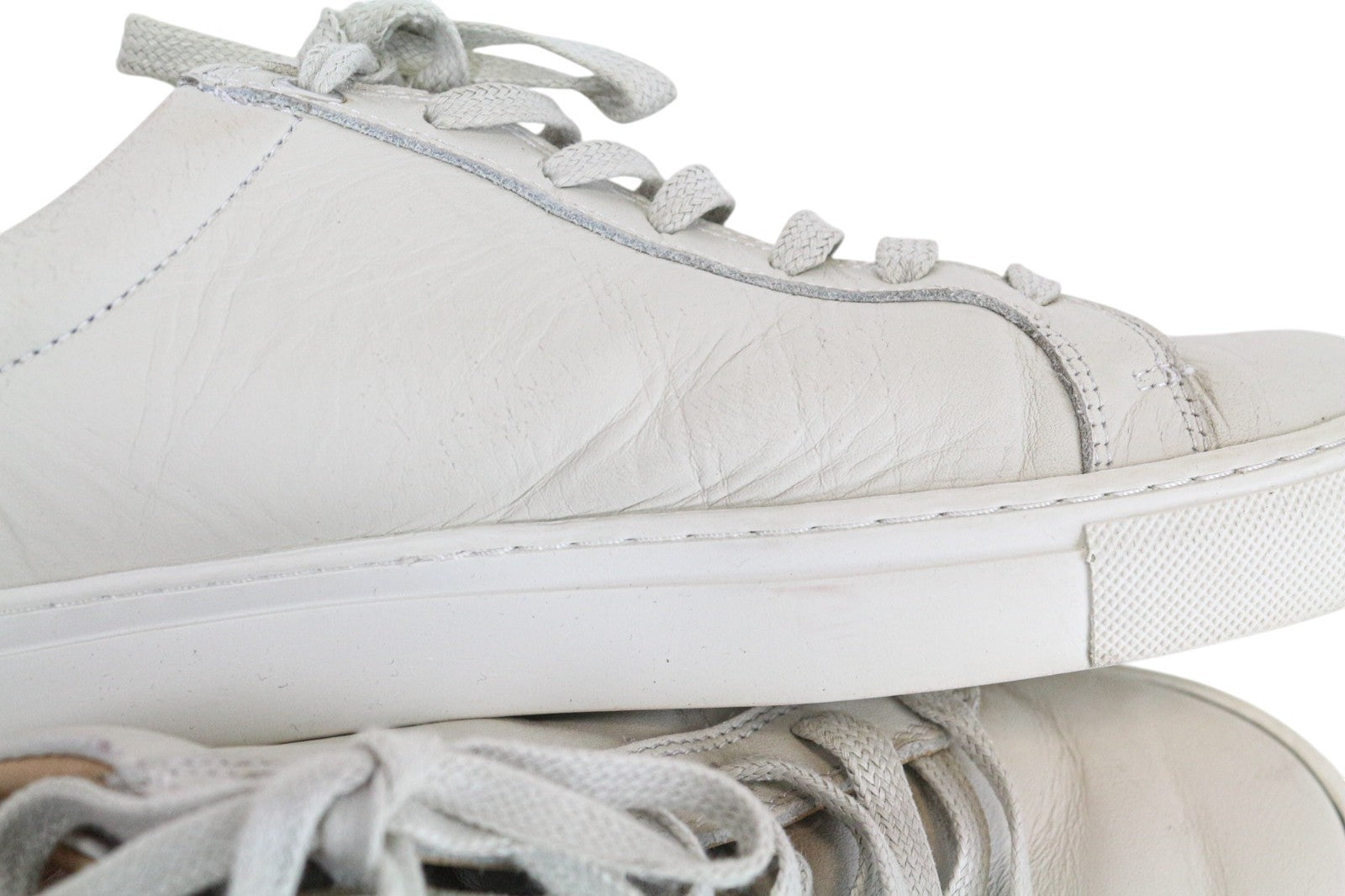 SUITSUPPLY Men Trainers EU41 Beige Greyish Leather Low-Top Casual Sneakers