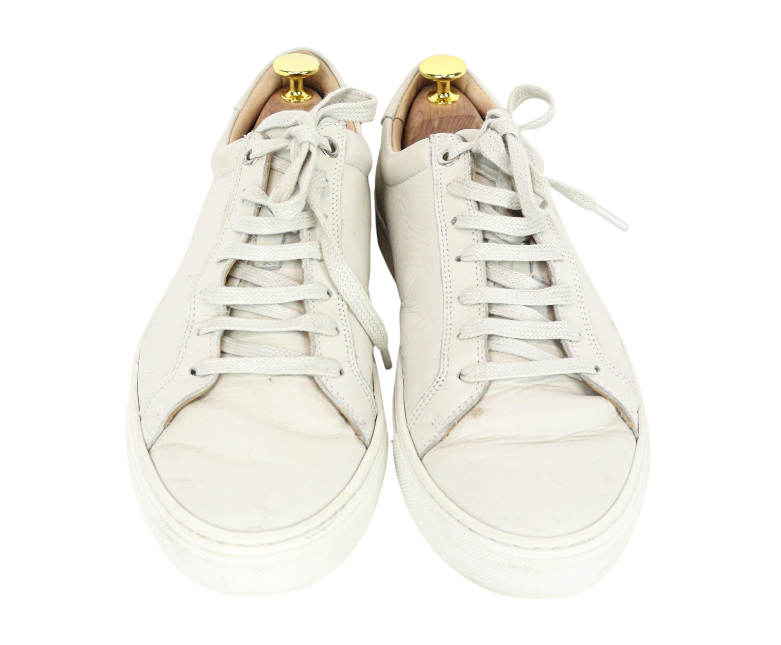 SUITSUPPLY Men Trainers EU41 Beige Greyish Leather Low-Top Casual Sneakers
