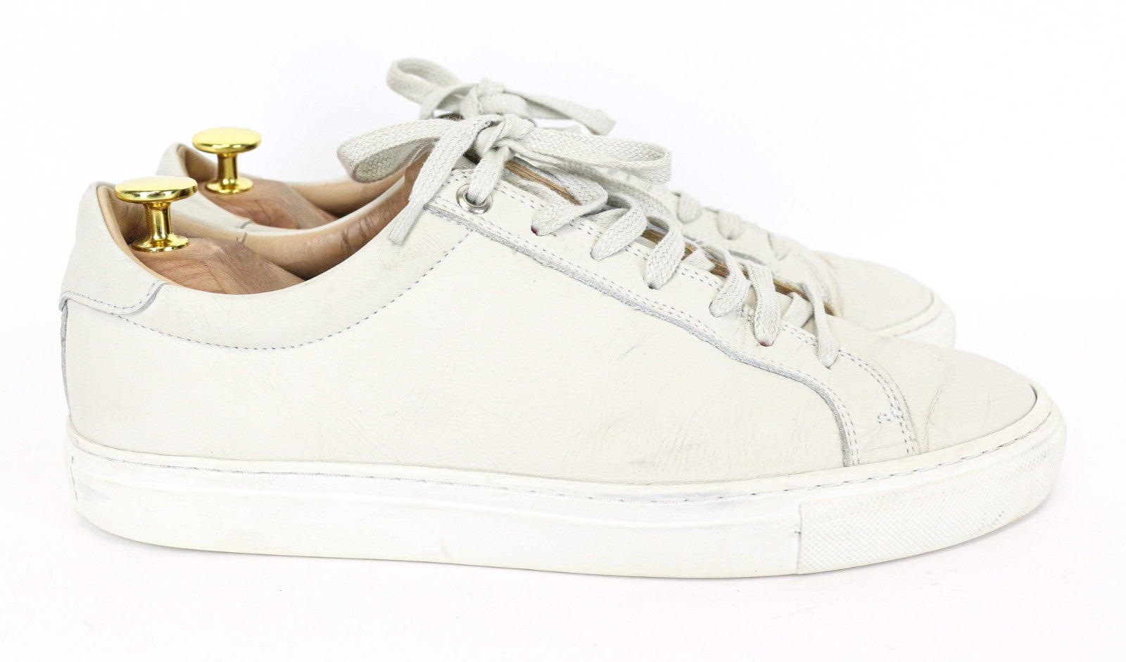 SUITSUPPLY Men Trainers EU41 Beige Greyish Leather Low-Top Casual Sneakers