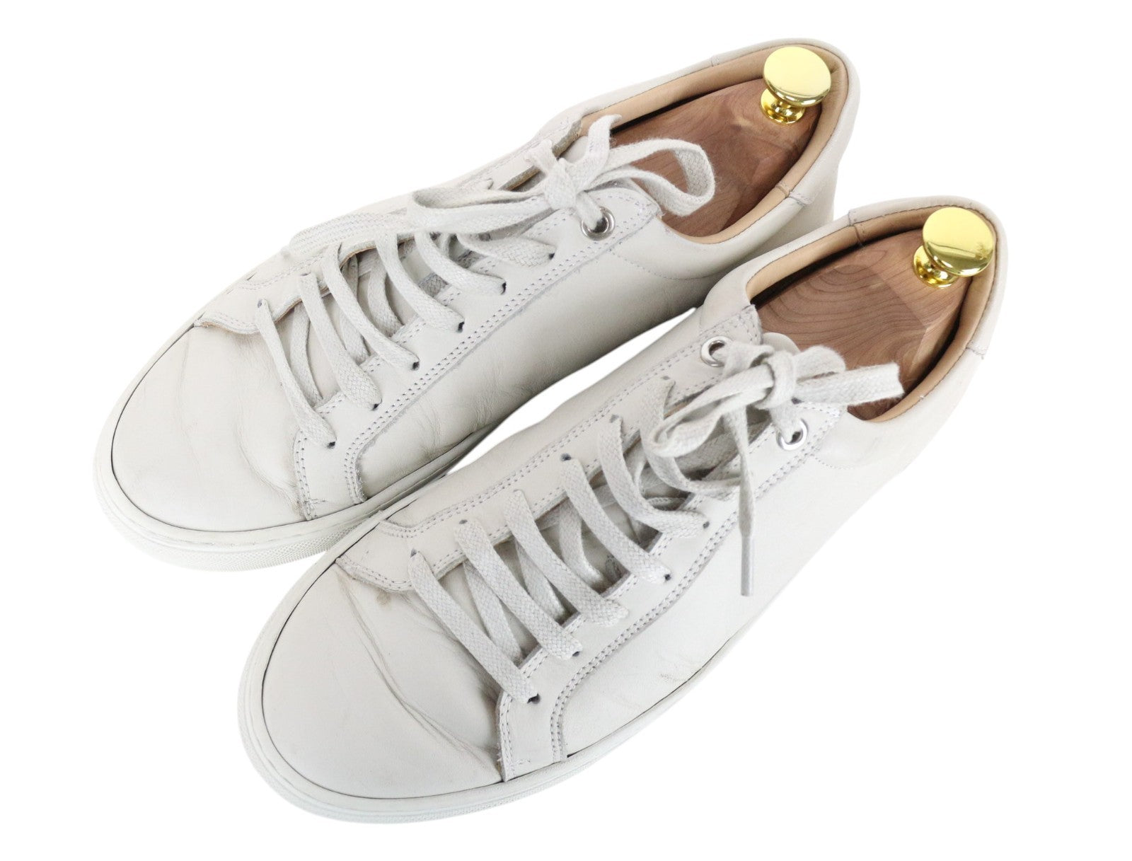 SUITSUPPLY Men Trainers EU41 Beige Greyish Leather Low-Top Casual Sneakers